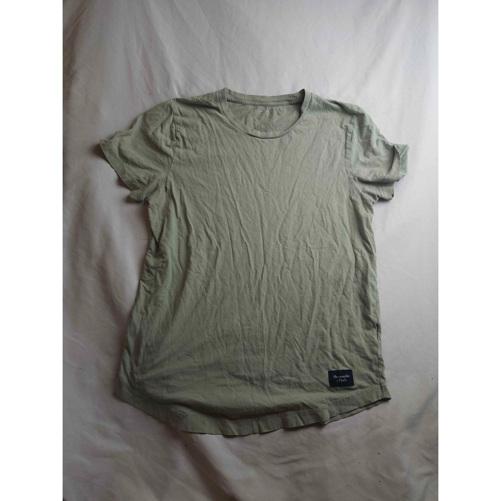 Abercrombie & Fitch Soft A&F Tee Sage Green Curved Hem Crewneck Small